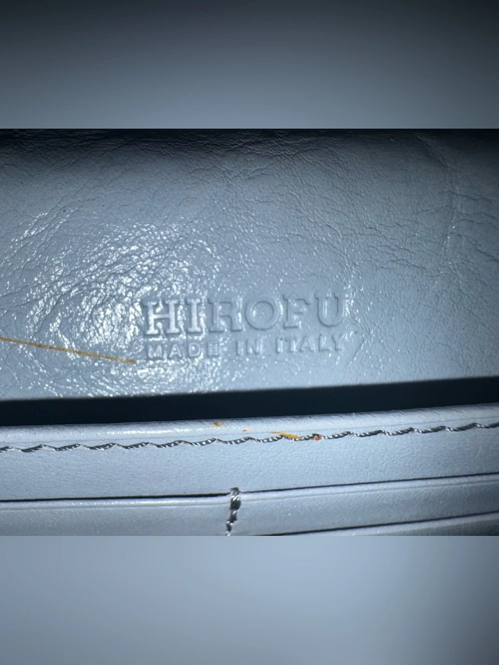 Hirofu Leather Vintage Blue long wallet, Made in Italy